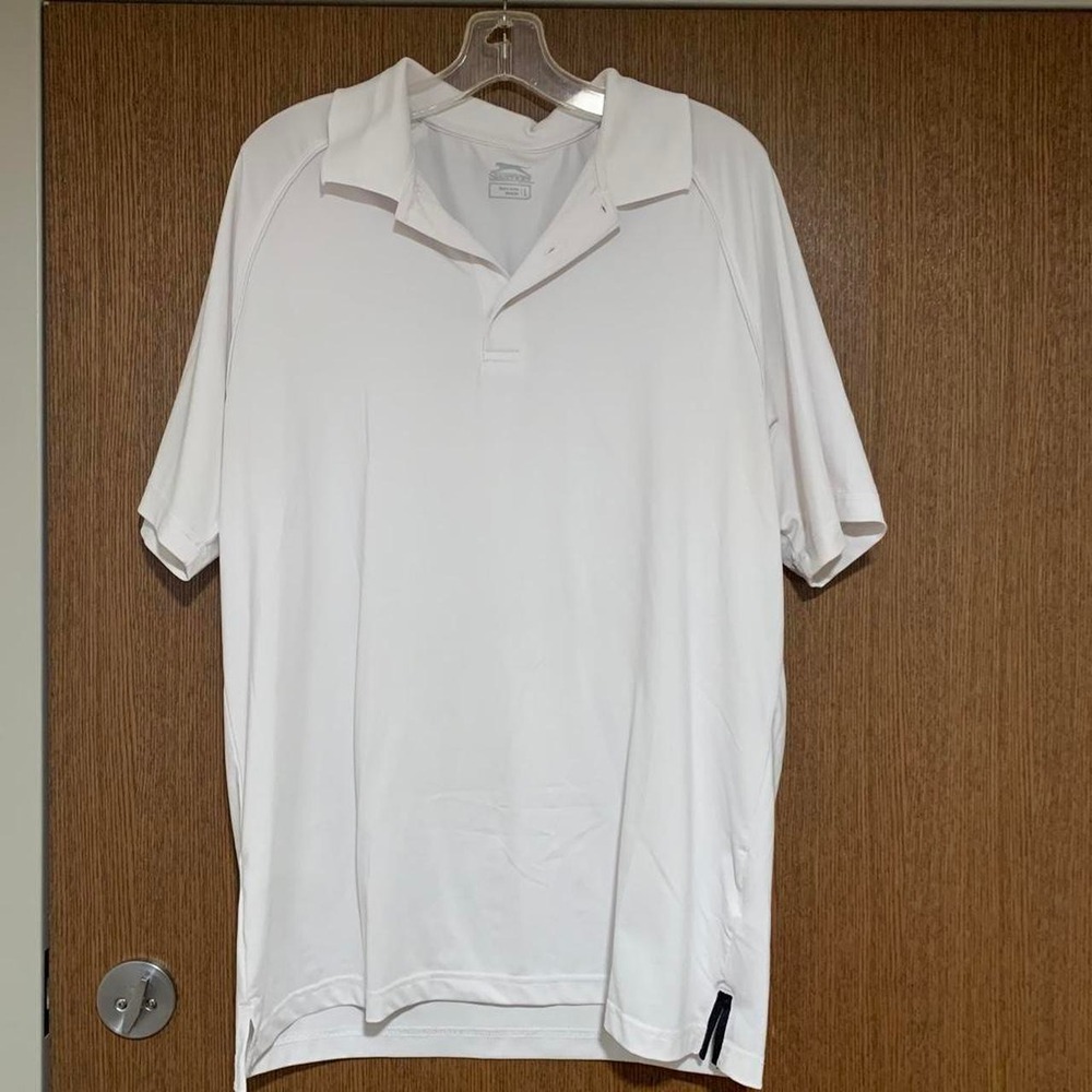 Men's Slazenger LARGE White golf polo shirt Summer Style Lightweight Polo